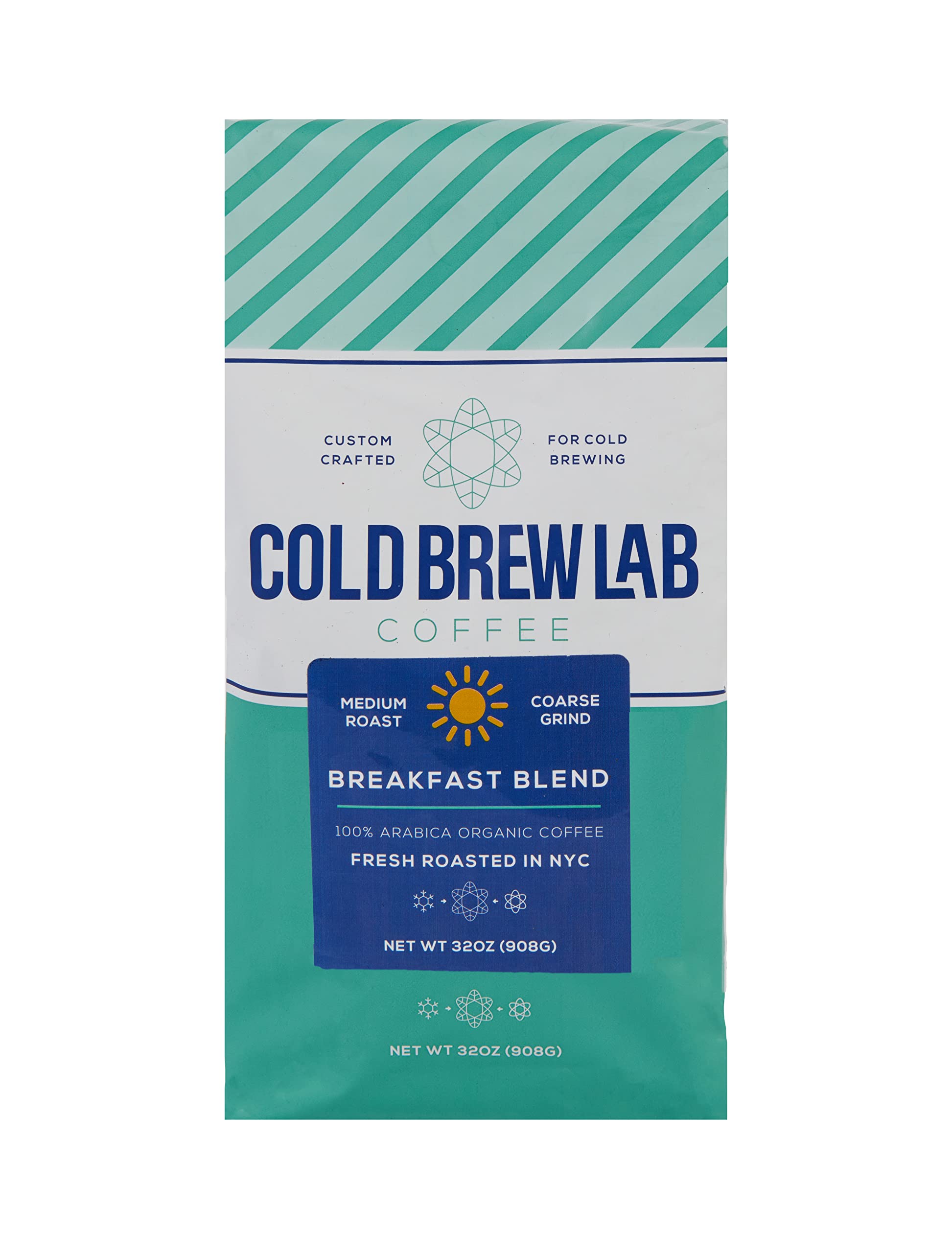 Cold Brew Organic Breakfast Blend Coffee, Coarse Ground, Medium Roast, 2 LB, for Cold Brewing & French Press
