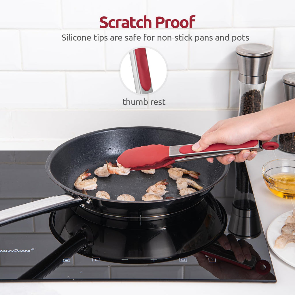 U-Taste Kitchen Tong for Cooking, 480ºF Heat-Resistant Silicone, 9in/Red