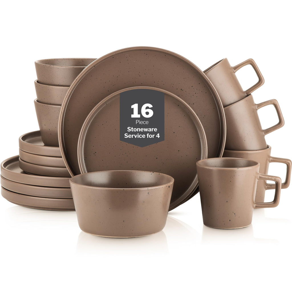 Stone Lain 32 Piece Stoneware Dinnerware Set, Service for 8, Gray Matte