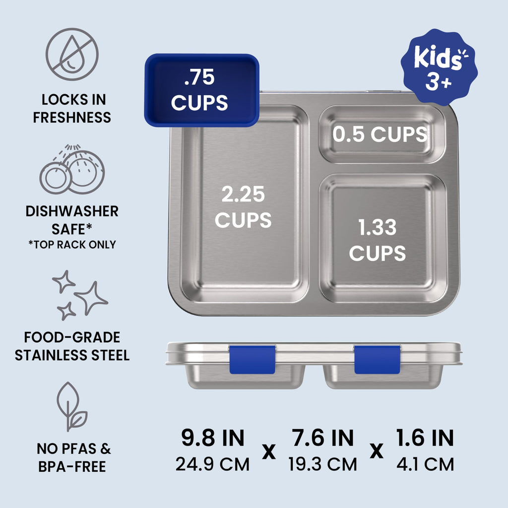 Bentgo Kids Prints Stainless Steel Leak-Resistant 3-Compartment Lunch Box
