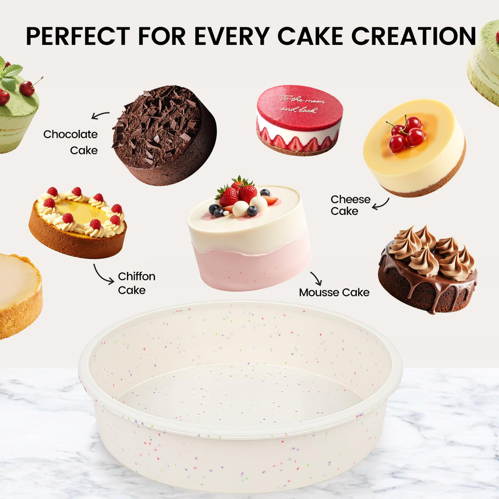 Vinino 8 Inch Silicone Round Cake Pan, Set of 2