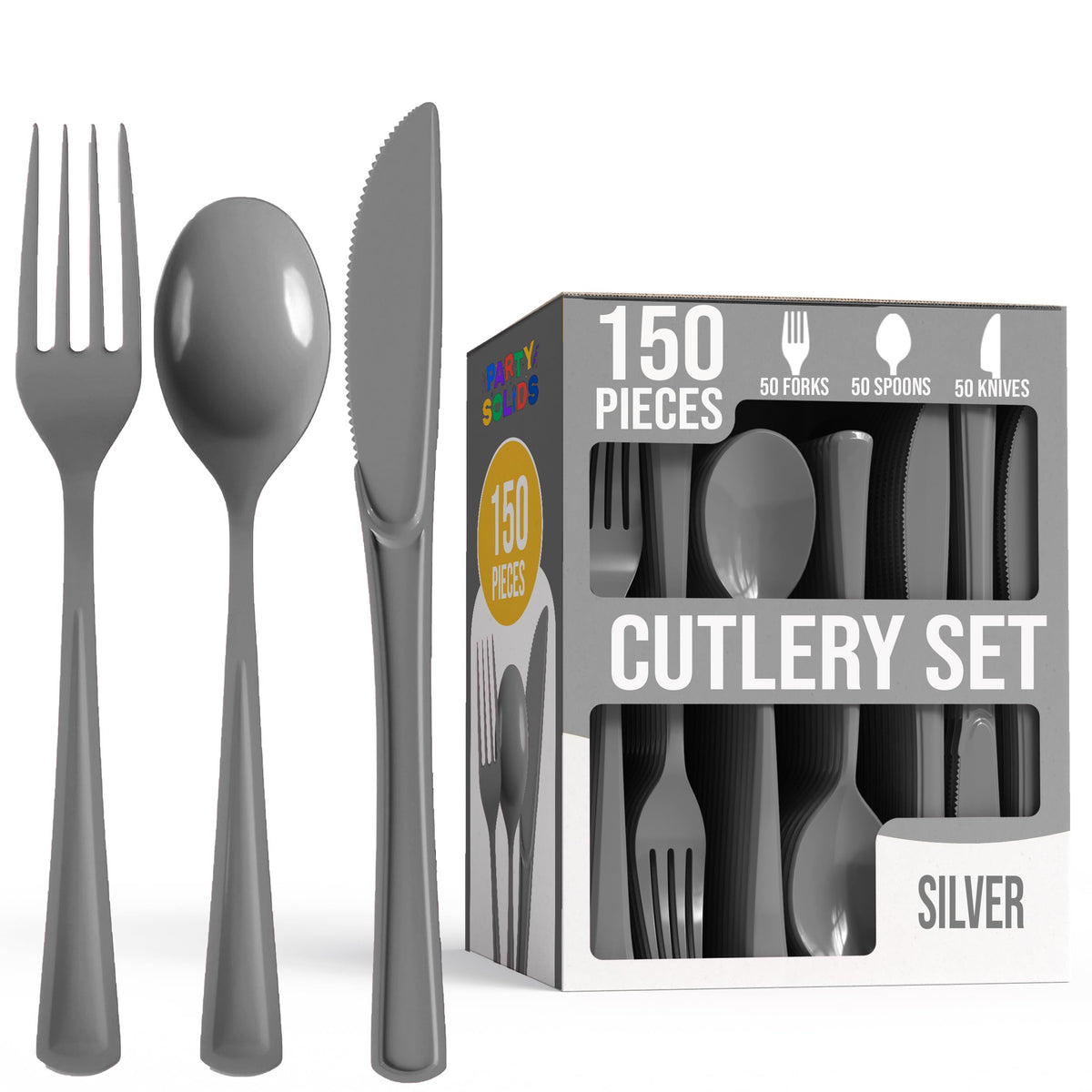 Party Solids Red Plastic Silverware 150 Pcs Red Cutlery Set