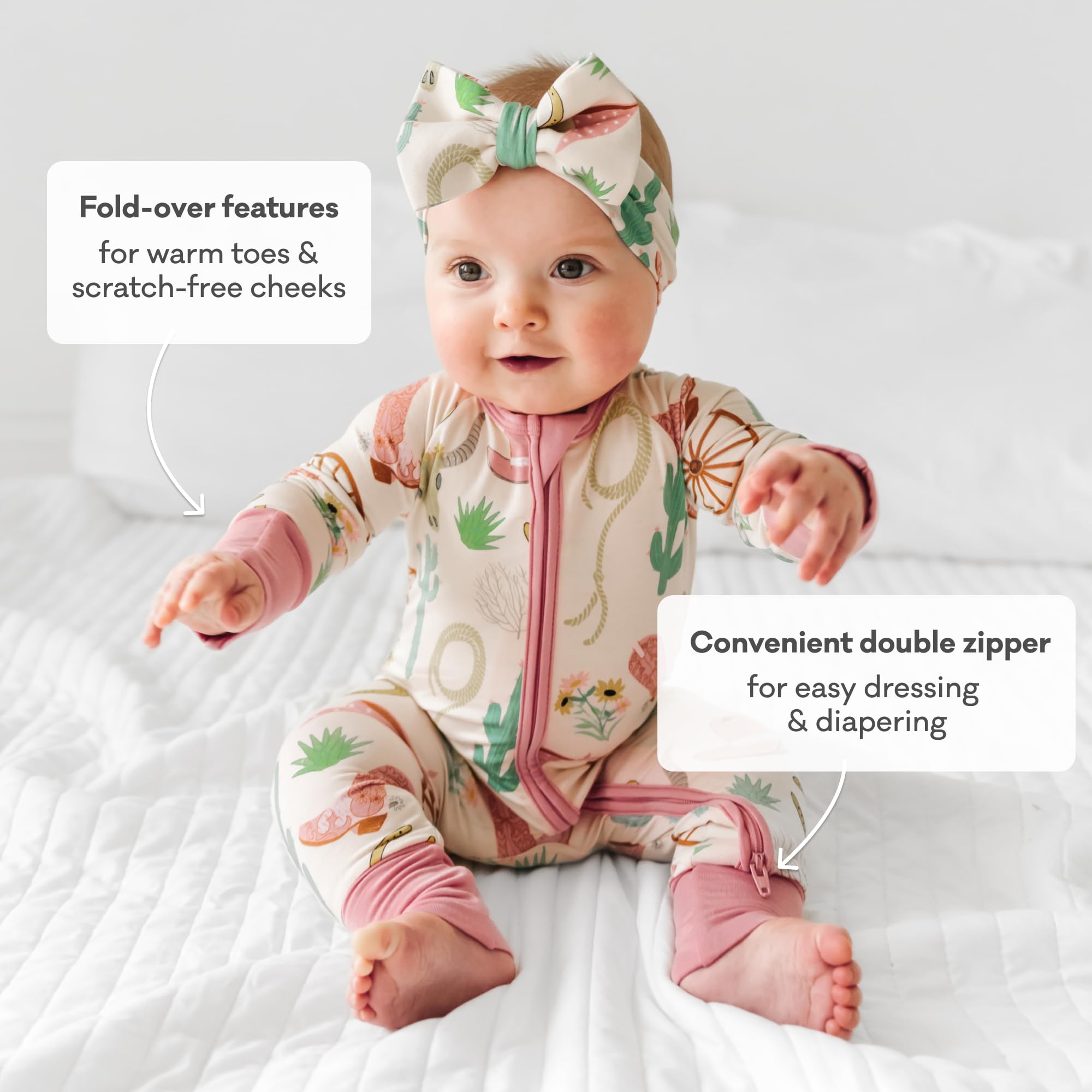 Little Sleepies Baby Pajamas, Pink Ready to Rodeo, 18-24 months