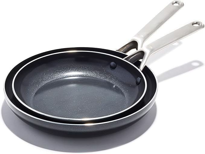 OXO Agility Series 12" Frying Pan Skillet, Ceramic Nonstick Cookware PFAS-Free, Induction Suitable, Quick Even Heating, Stainless Steel Handle, Chip-Free Rims, Dishwasher and Oven Safe