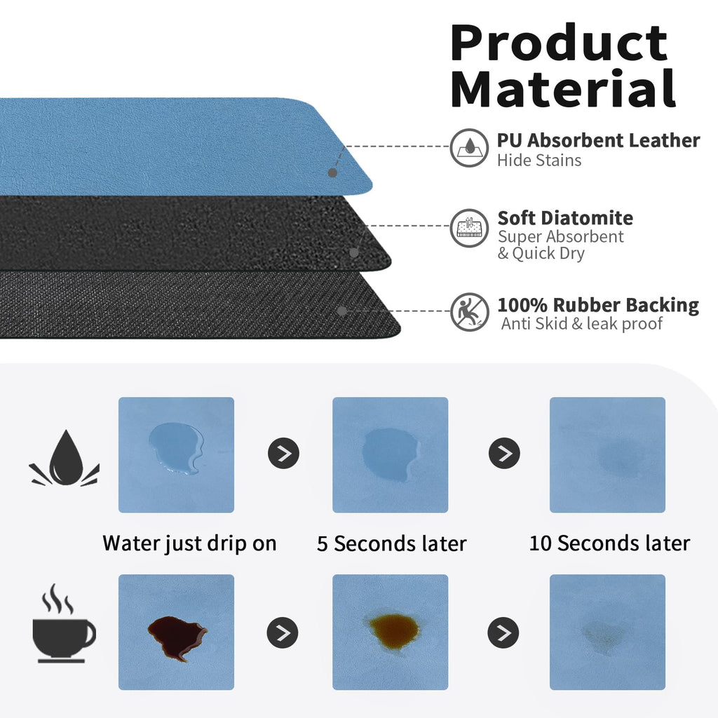 HotLive Coffee Mat - Absorbent Hide Stain Rubber Backed Dish Drying Mat for Kitchen Counter - Bar Mats for Countertops Accessories Fit Under Coffee Maker Espresso Machine