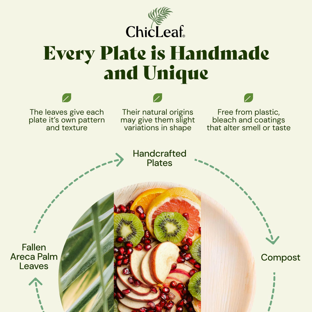 Chic Leaf Palm Leaf Plates - 10 in Square, 20 Pack, Compostable