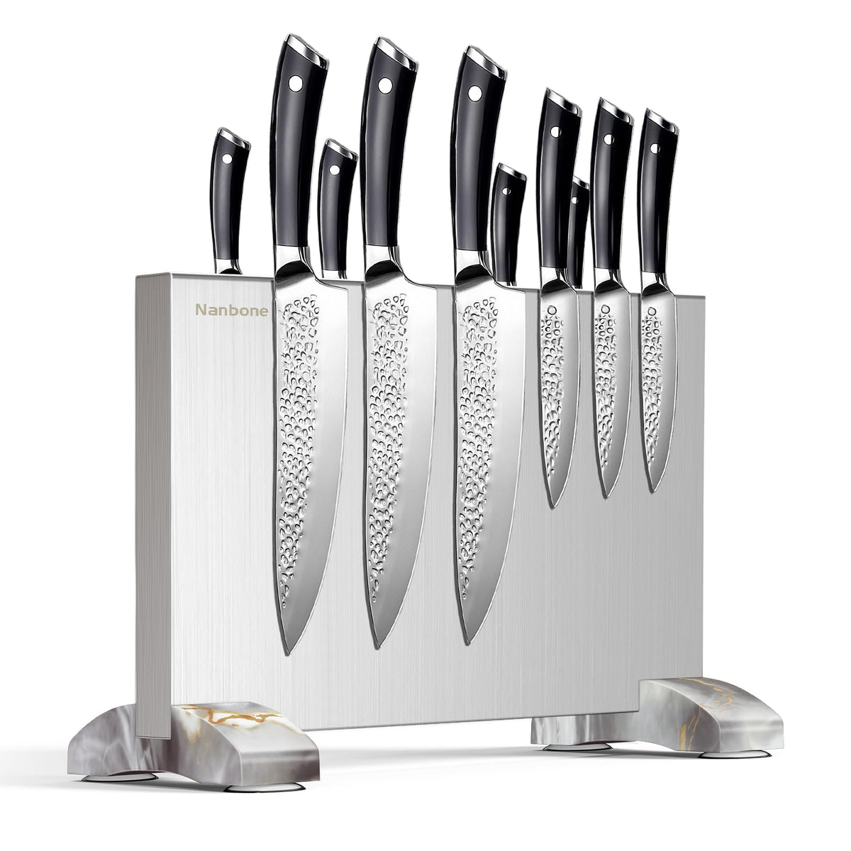 Nanbone Magnetic Knife Block Without Knives Large Double Side Magnetic Knife Holder Stand with Strong Magnet, Stainless Steel Knife Storage Organizer for Kitchen Counter Knife Rack Three Magnet Strip