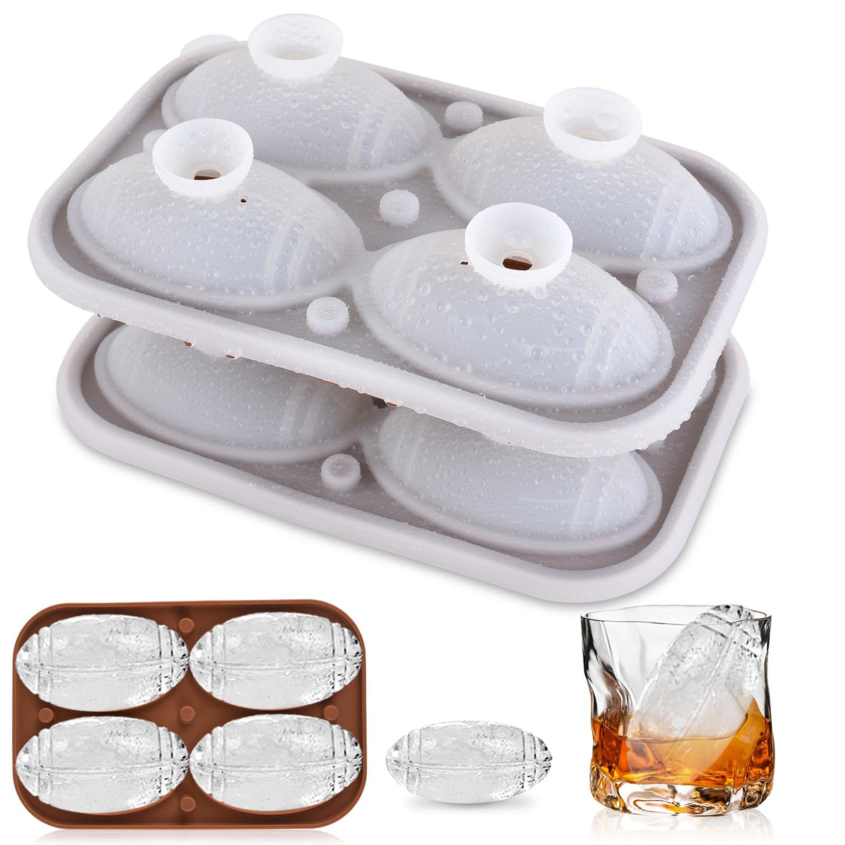 Aibirui Rose Ice Cube Mold,2" x 4 ices,Large Ice Cube Molds,Ice Cube Tray