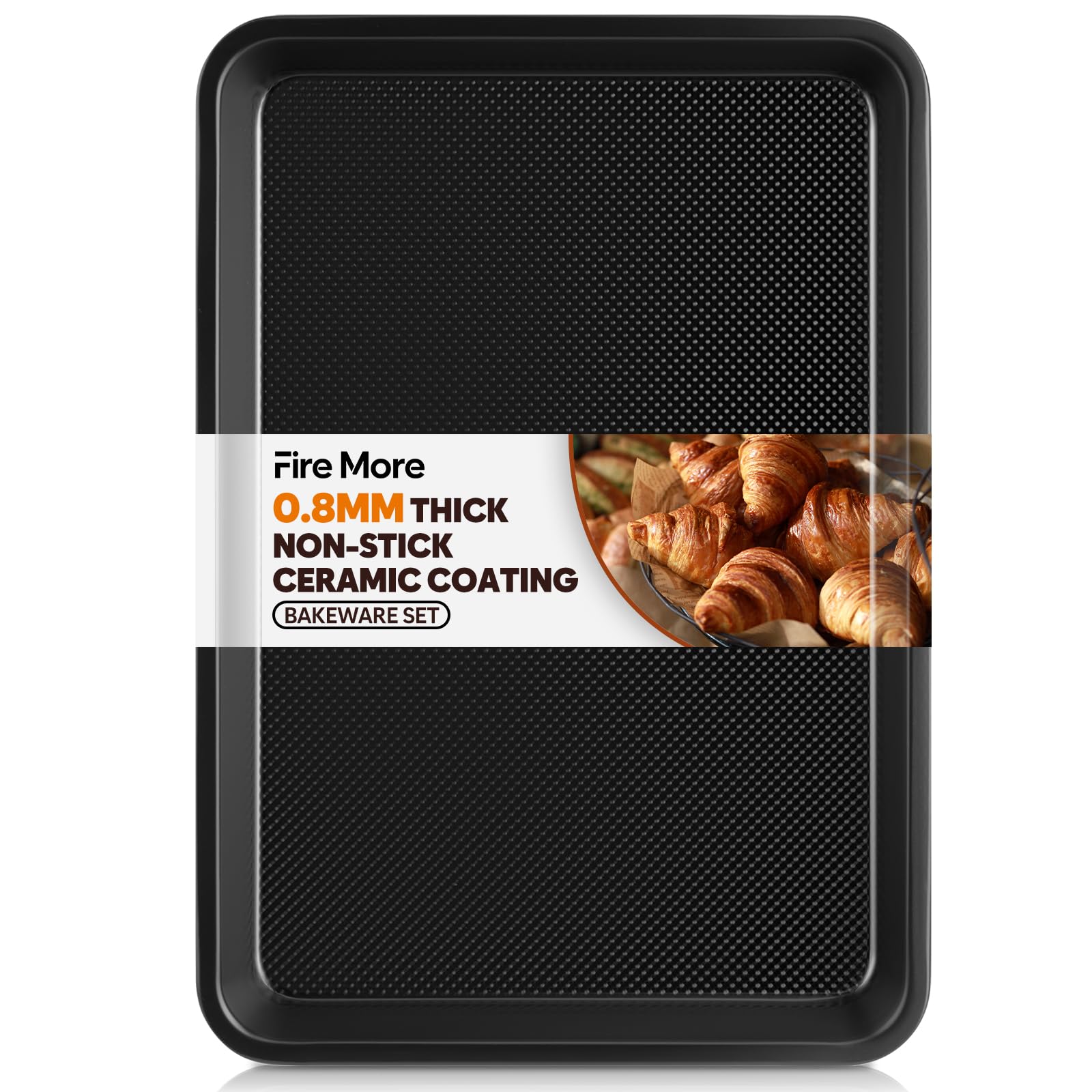 Half Sheet Pan 17.3” x 13.1”, Cookie Sheets for Baking 0.8mm Thick Non Stick Baking Sheets for Oven Heavy Duty Baking Trays