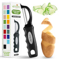 Spring Chef Swivel Vegetable Peeler for Kitchen w/Soft Grip Handle, Black