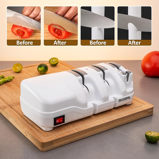 SHARPAL 198H Electric Knife Sharpener, Premium Durable Monocrystalline Diamond Wheels, Professional Knife Sharpening for All Knives–Japanese, Chef's, and Pocket Knives, Quick & Effortless Razor-Sharp