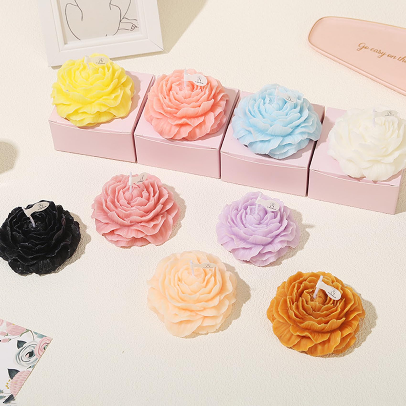 MGLIFEUL 2PCS 3D Flower Candle Making Molds Moldes de Silicona para Velas