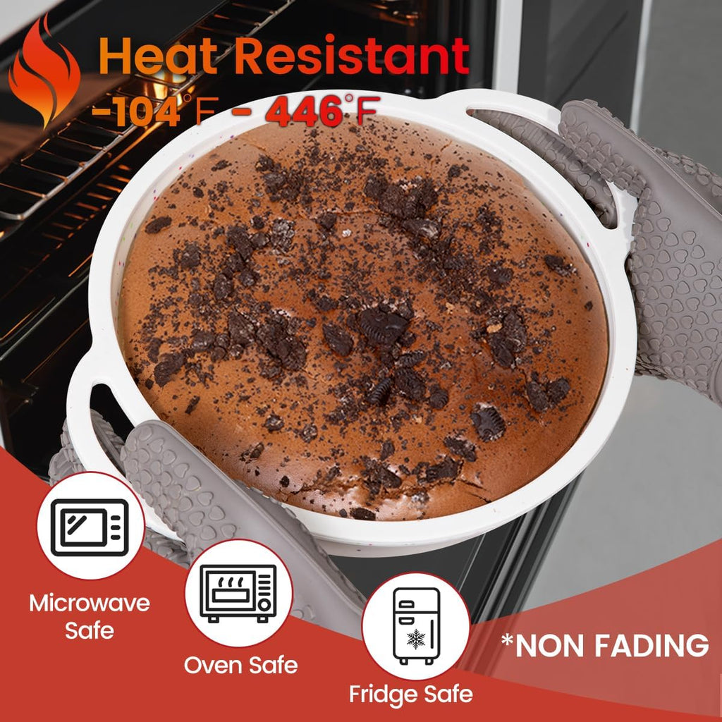 9 Inch Round Cake Pan, Metal Reinforced Frame Silicone Cake Mold for Baking with Handle Easy to Move 2 Pack Confetti