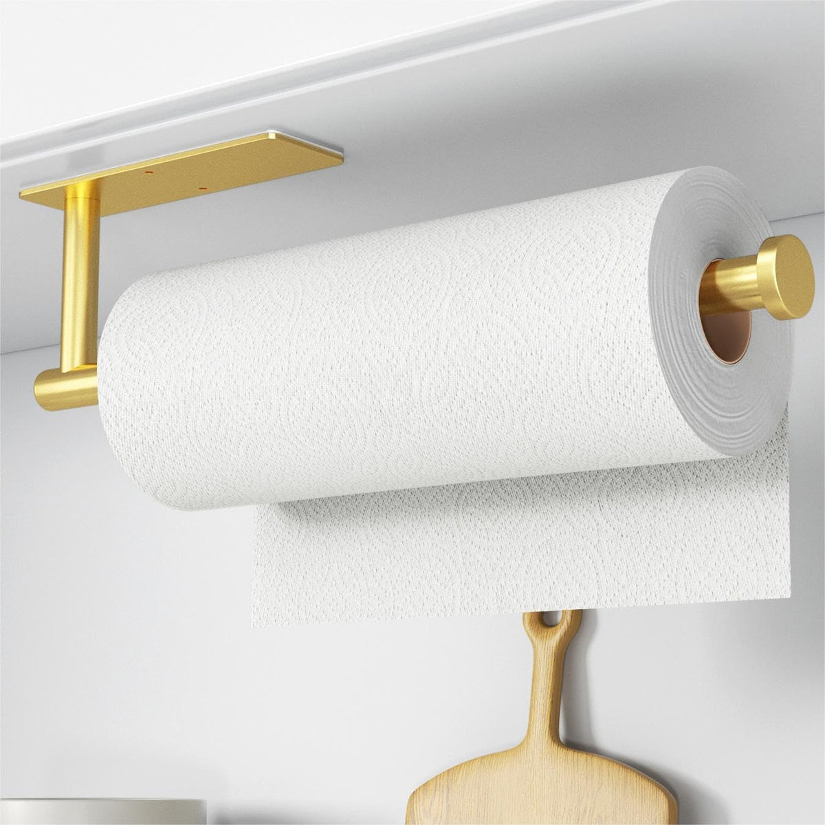 Paper Towel Holder,Self-Adhesive or Drilling， Matte Black, 1 Pack