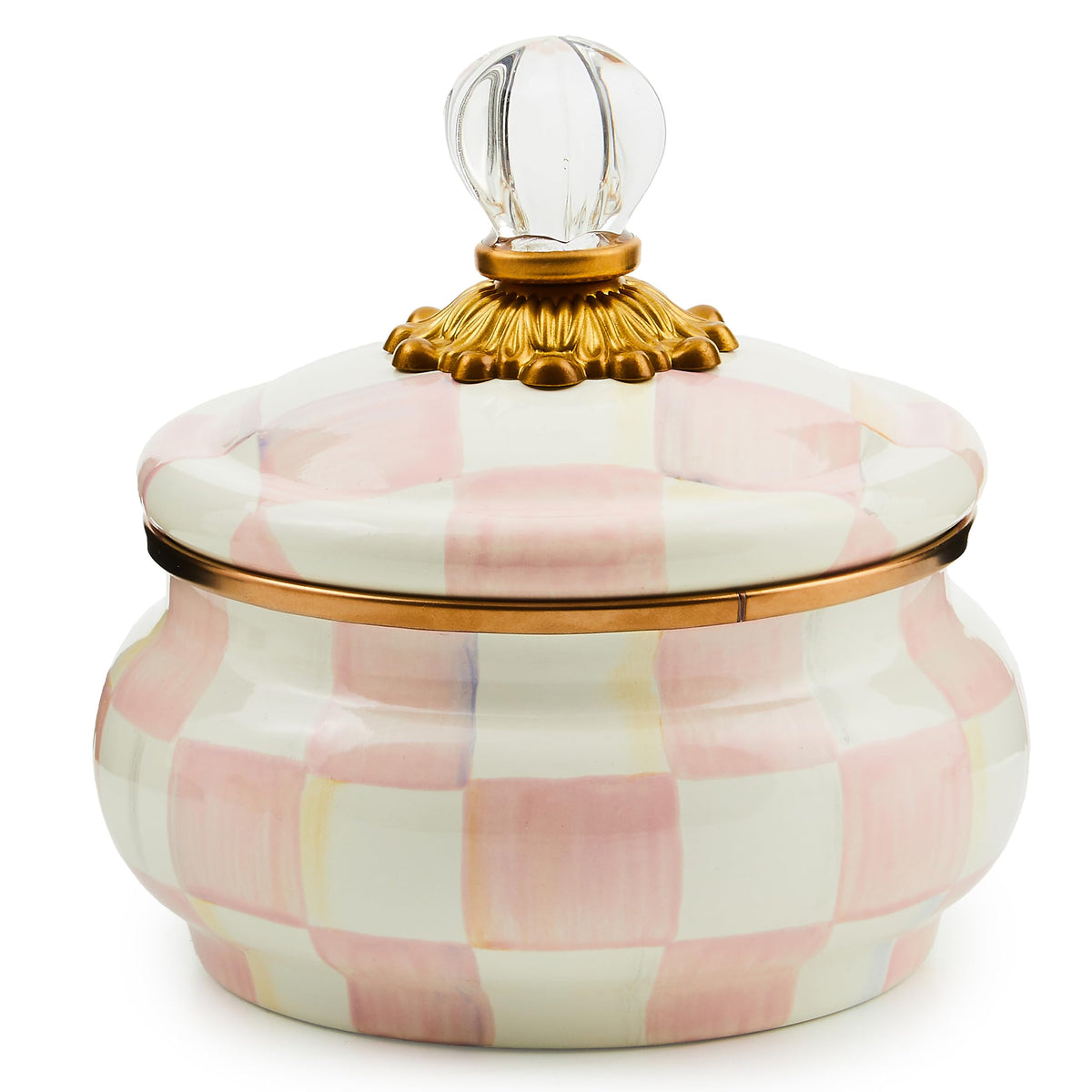 MACKENZIE-CHILDS Enamel Squashed Pot, White Flower Market