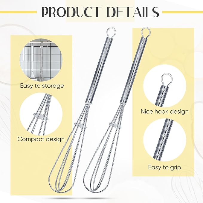Baderke 10 Pcs Mini Whisk Bulk Small Whisks for Cooking 304 Stainless Steel Tiny Whisk for Baking, Whipping, Beating Eggs, Mixing Sauces, Blending Ingredients (6 Inch)