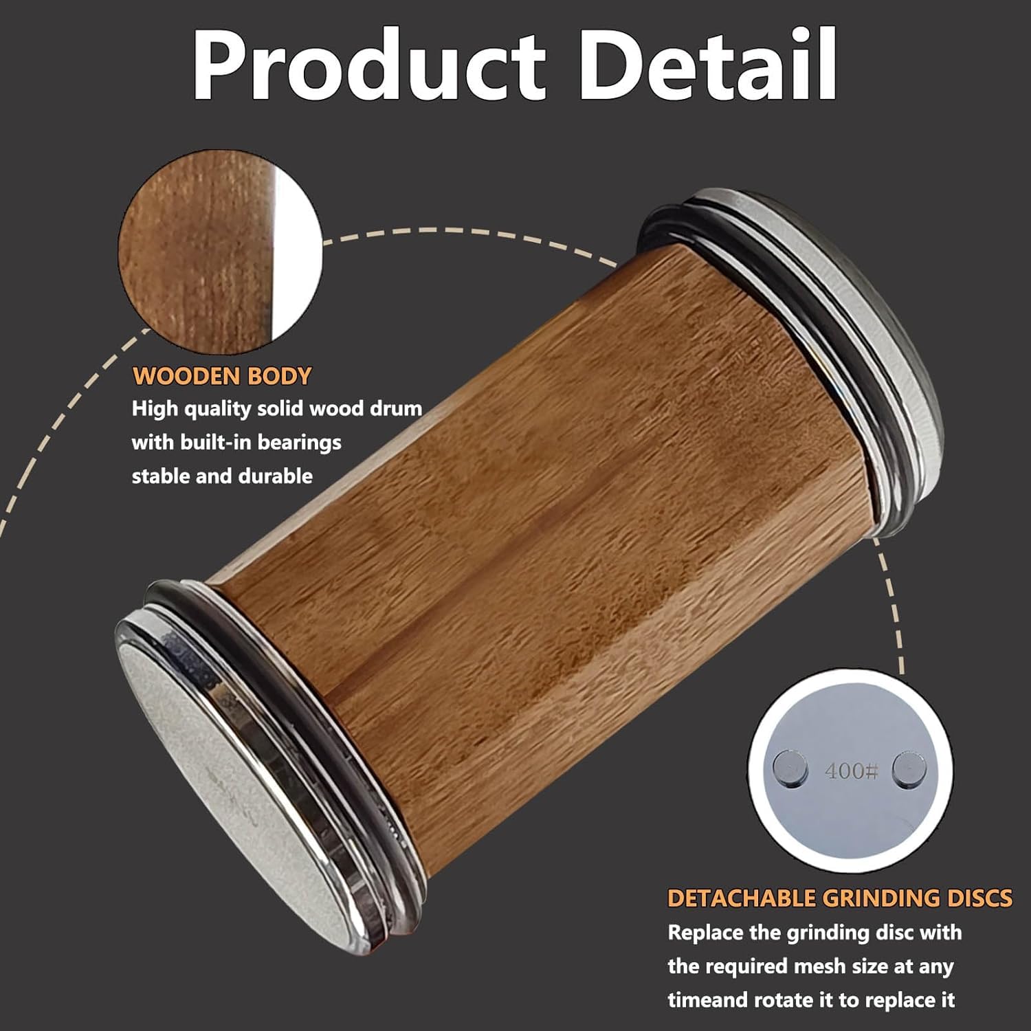 Acacia Rolling Knife Sharpener with 2 Diamond discs and Corundum disc, Rolling Knife Sharpener Kit with 5 Magnetic Angle Offer 12/15/18/20/22°