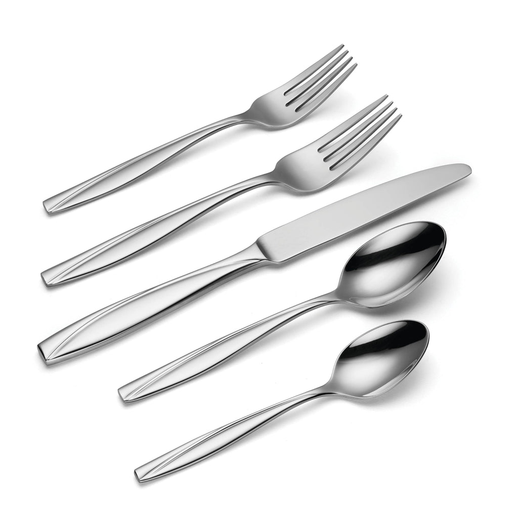 Oneida Silverware Set, Camlynn Mirror 20-Piece Everyday Flatware Set, Service For 4, 18/0 Stainless Steel, Knives Spoons And Forks Sets, Dishwasher Safe, Home and Kitchen Utensils(Silver, 20 Piece)