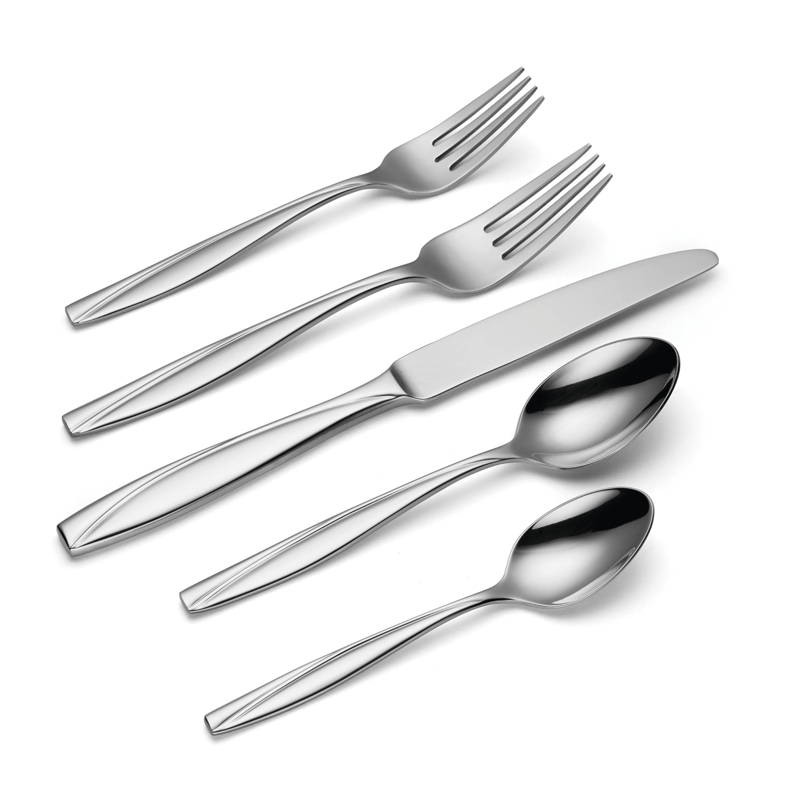 Oneida Silverware Set, Camlynn Mirror 20-Piece Everyday Flatware Set, Service For 4, 18/0 Stainless Steel, Knives Spoons And Forks Sets, Dishwasher Safe, Home and Kitchen Utensils(Silver, 20 Piece)