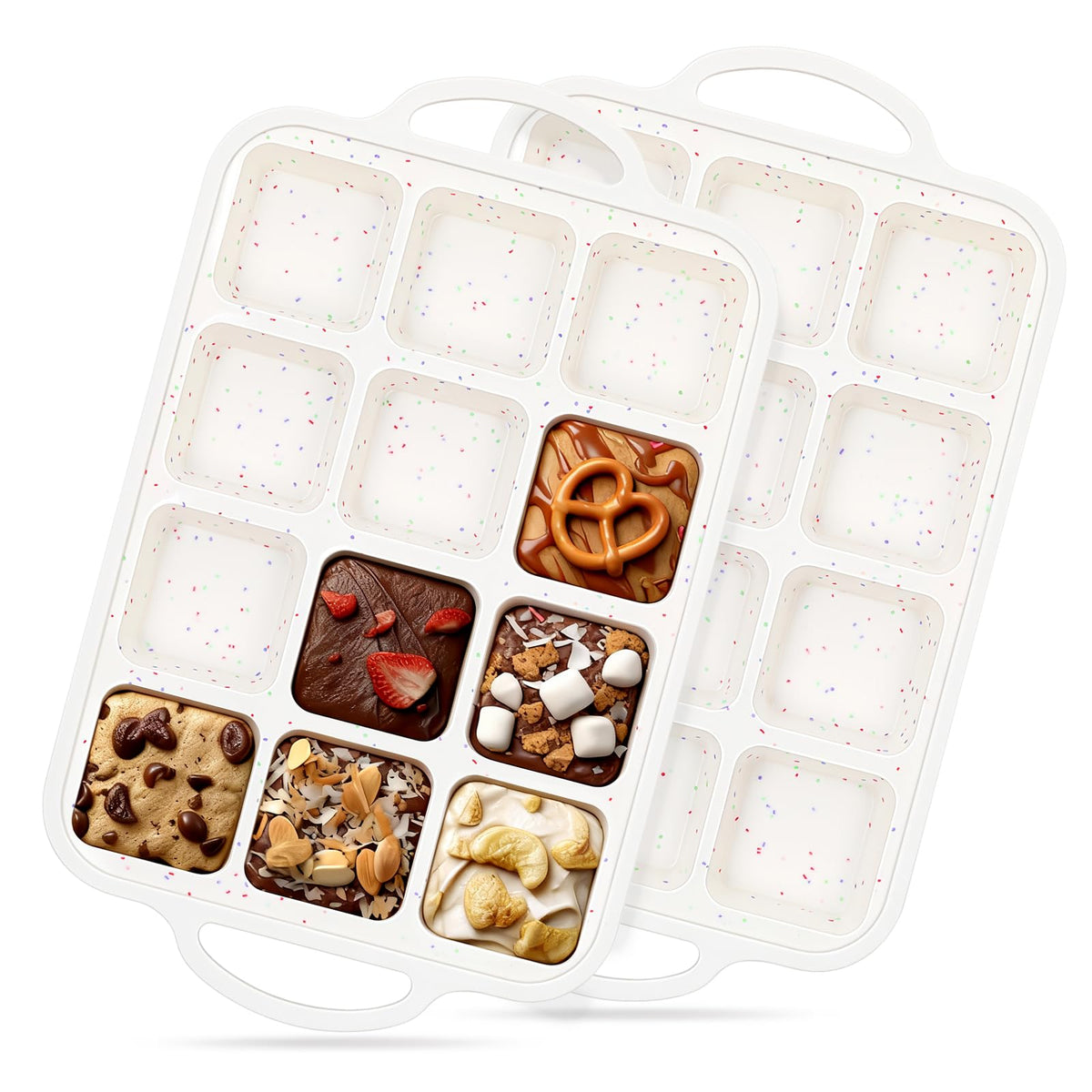Vinino 8 x 8 Inch Silicone Brownie Pan, 2 Pack Square Mold with Steel Frame