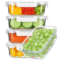 BAYZZ 5 Pack 35 Oz Glass Food Storage Containers with Lids, Gray