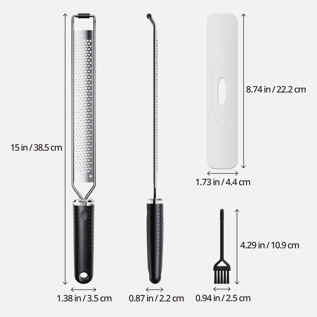 Cheese Grater with Slip-Free Grip, Lemon Zester for Gitrus fruits, Chocolate, Hard Cheeses