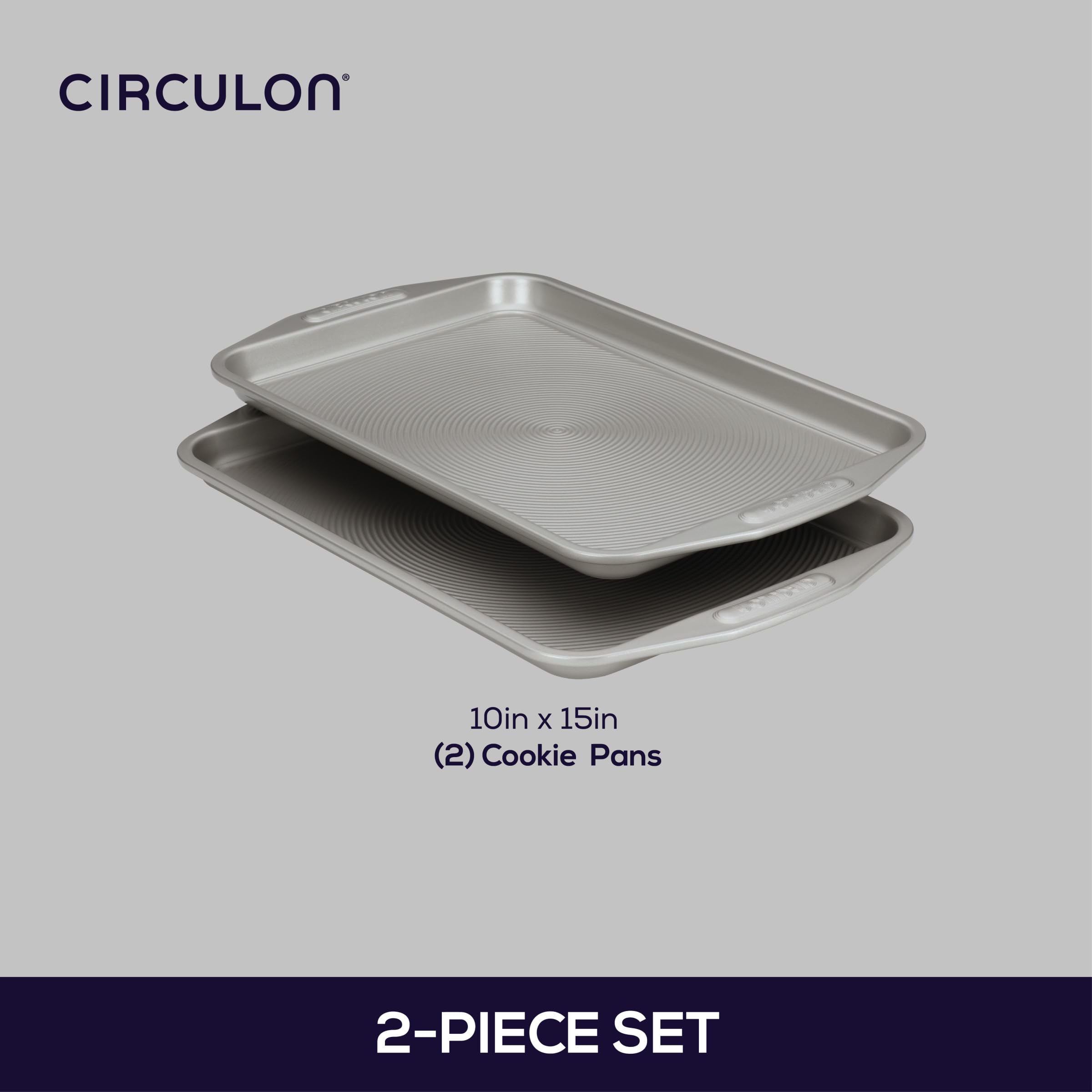 Circulon Nonstick Bakeware Set, Cookie Sheets for Baking Nonstick, 2-Piece, Gray