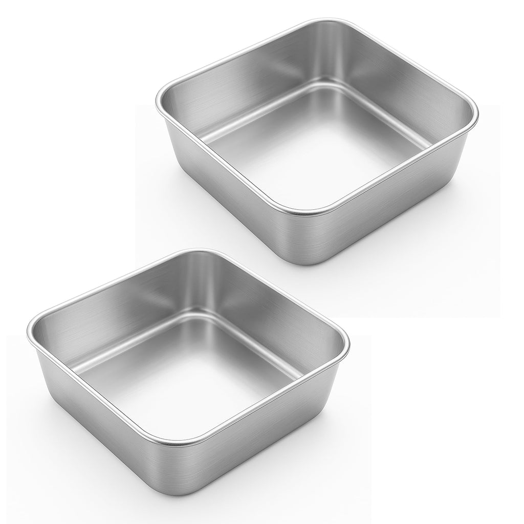 LIANYU 3 Pack 8 x 8 Inch Square Baking Cake Pan, Stainless Steel Cake Molds