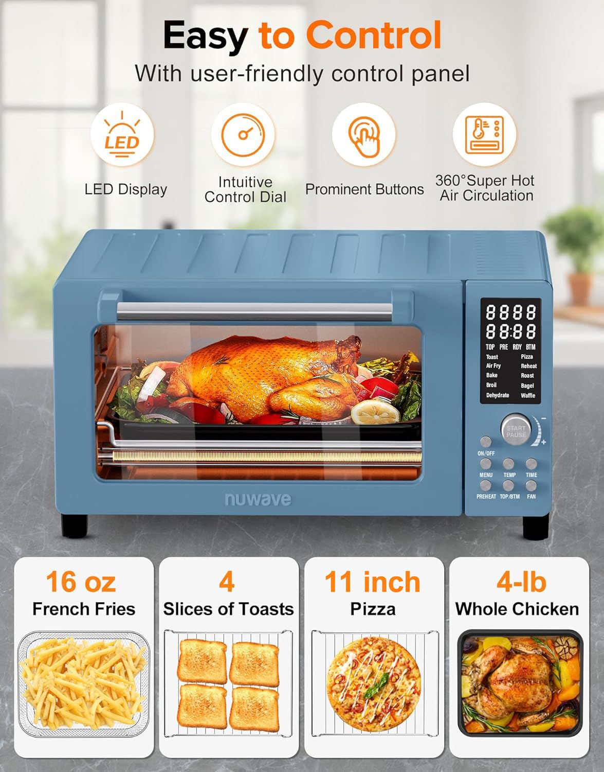 Nuwave Bravo Pro Smart Air Fryer Toaster Oven Countertop Combo
