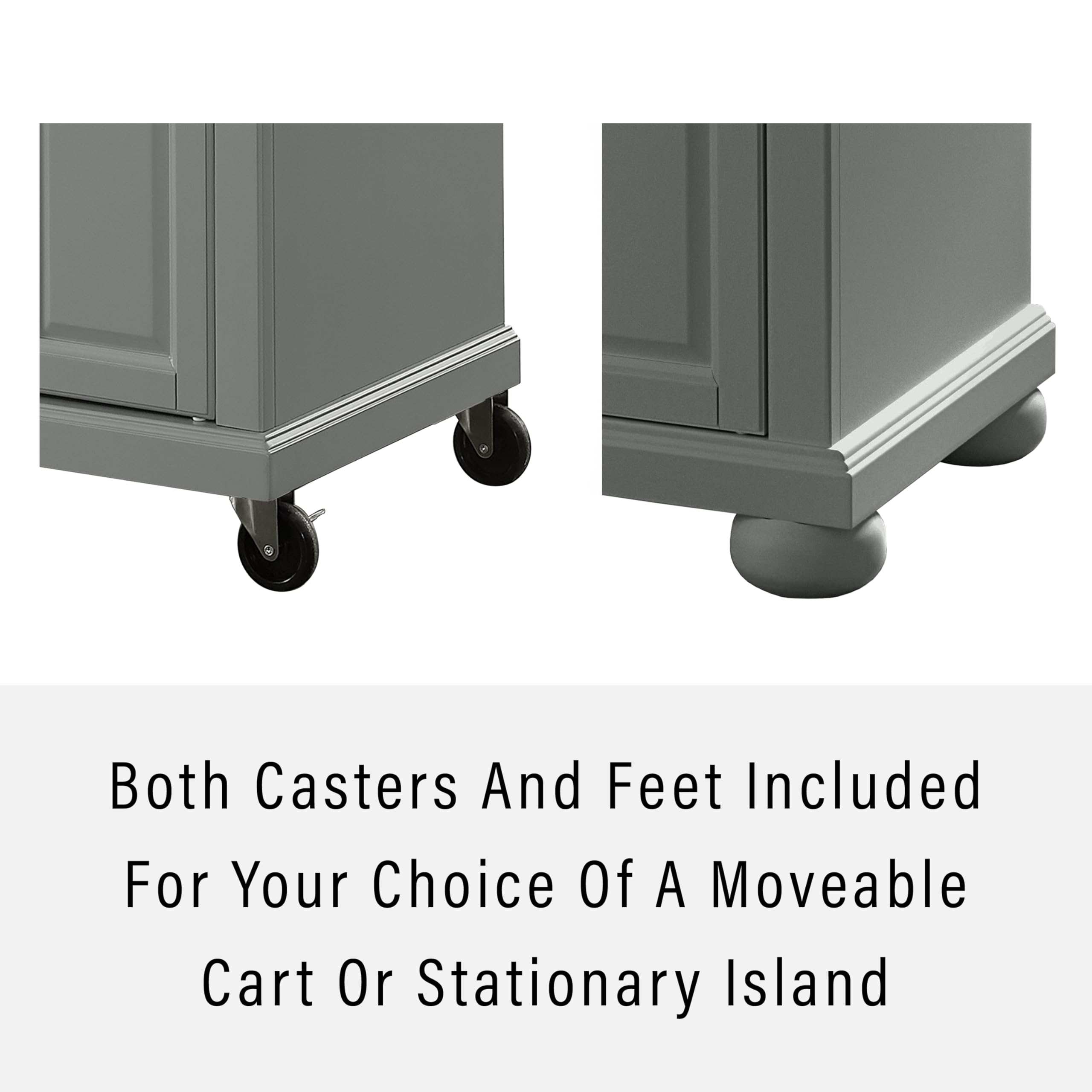 Crosley Furniture Alexandria Granite Top Rolling Kitchen Island Storage Cart, Microwave Stand, Spice Rack, Gray