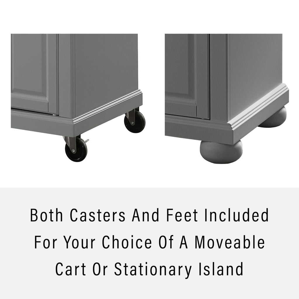 Crosley Furniture Alexandria Wood Top Rolling Kitchen Island Storage Cart, Microwave Stand, Spice Rack, Gray