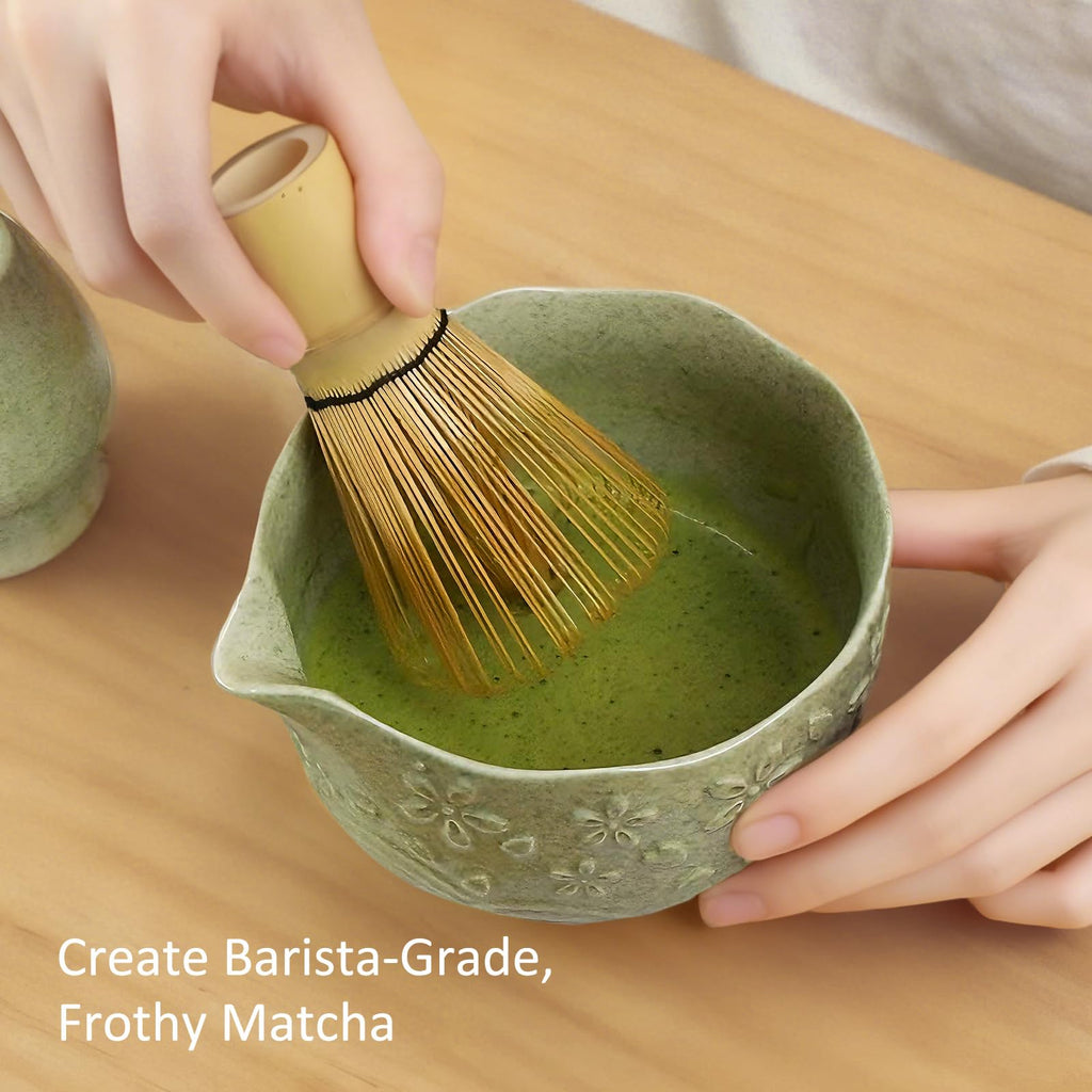 VENSEEN Matcha Whisk Set with Japanese Ceramic Bowl & Whisk, 8-Piece