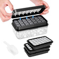 0.8“ Ice Cube Tray with Lid and Bin, PHINOX 84 Cubes Ice Trays for Freezer, Ice Cube Trays for Freezer with 3 trays, Container, Lid & Ice Scoop, BPA Free, Black(28Cubes/Tier)