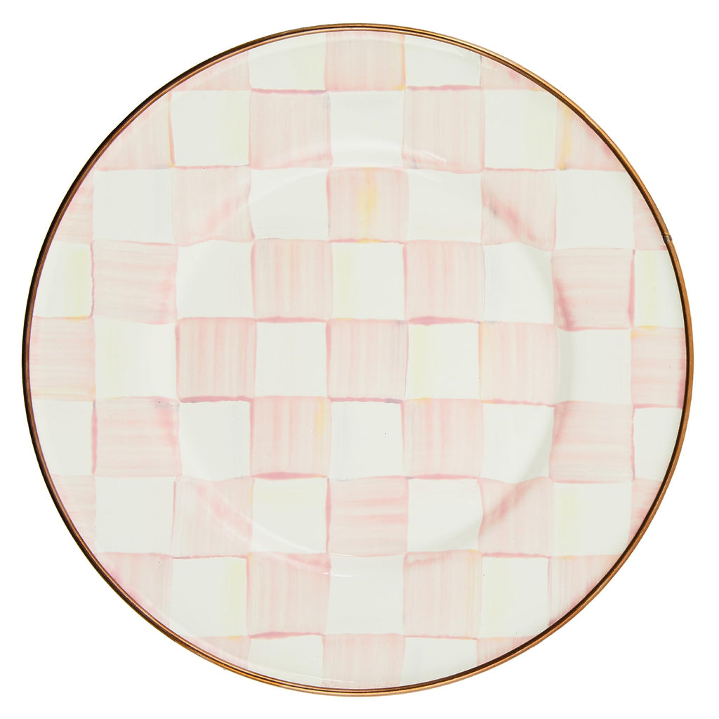 MACKENZIE-CHILDS Enamel Dessert Plate Set, Black-and-White Courtly Check