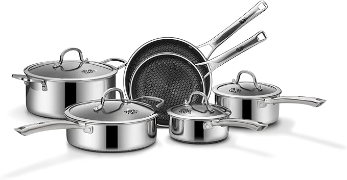 SNOWCLAD Pots and Pans Set Non Stick | Stainless Steel Kitchen Cookware