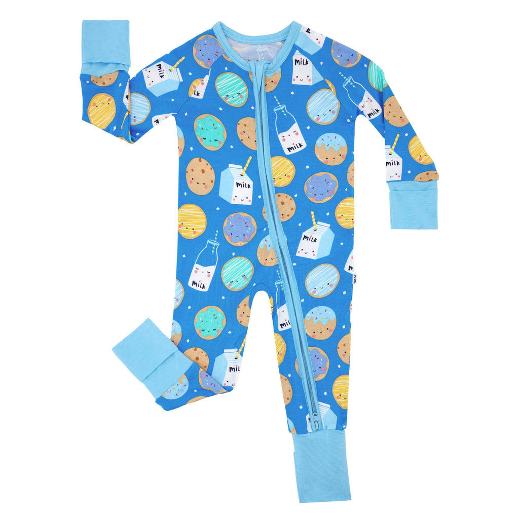 Little Sleepies Baby Pajamas, Blue Cookies & Milk, 0-3M