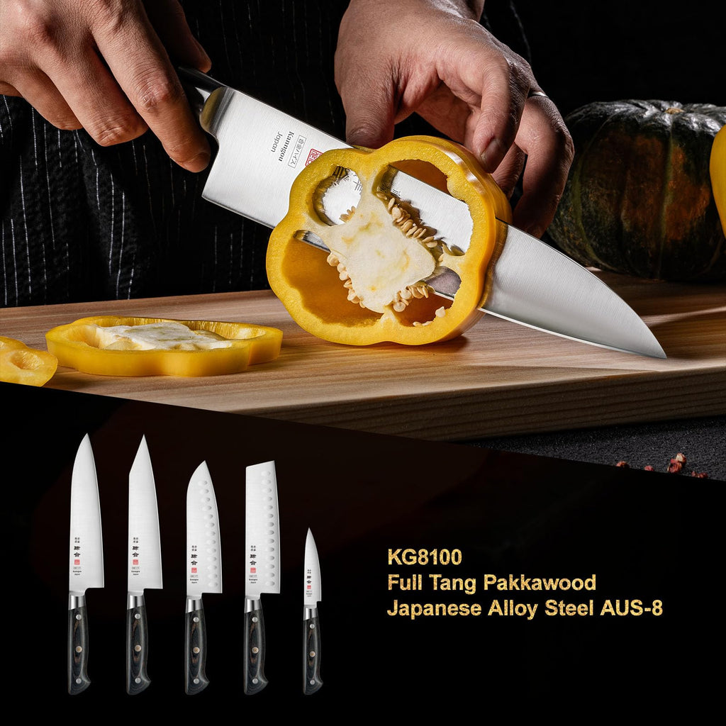 kanngou 8.27 Inch Japanese Chef Knife Kitchen Knife, Japan AUS-8 Alloy Steel Gyuto Knife with Full-Tang Pakkawood Handle, Chef's Knives with Premium Gift Box (Classic Series)
