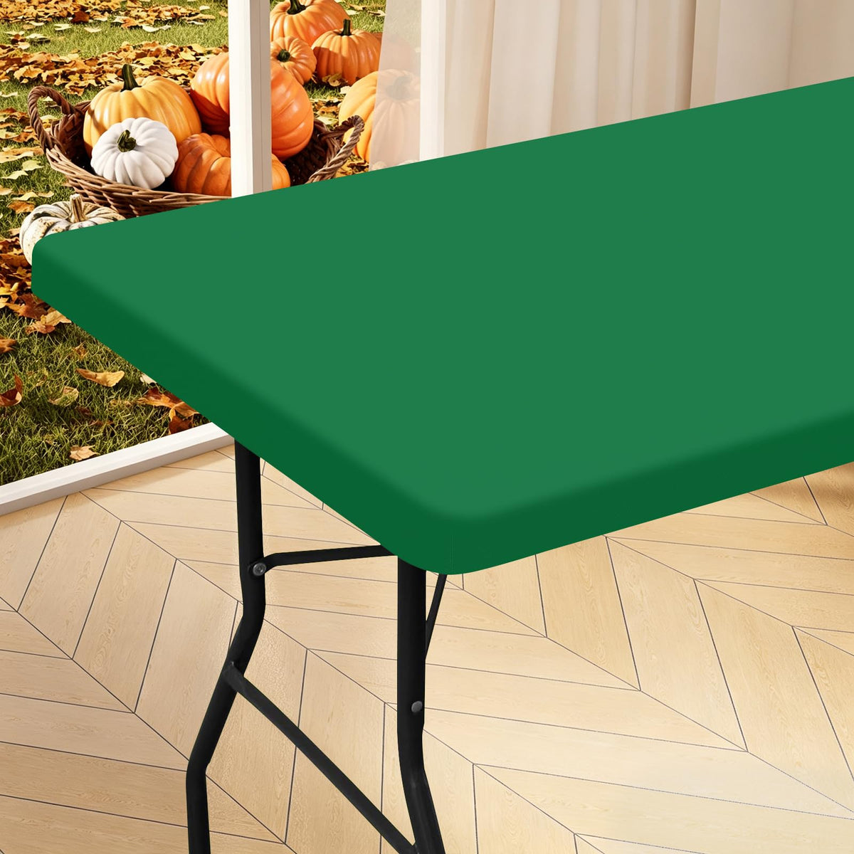 homing Rectangle Table Cloth Cover 4 Foot Teal Elastic Fitted Tablecloth