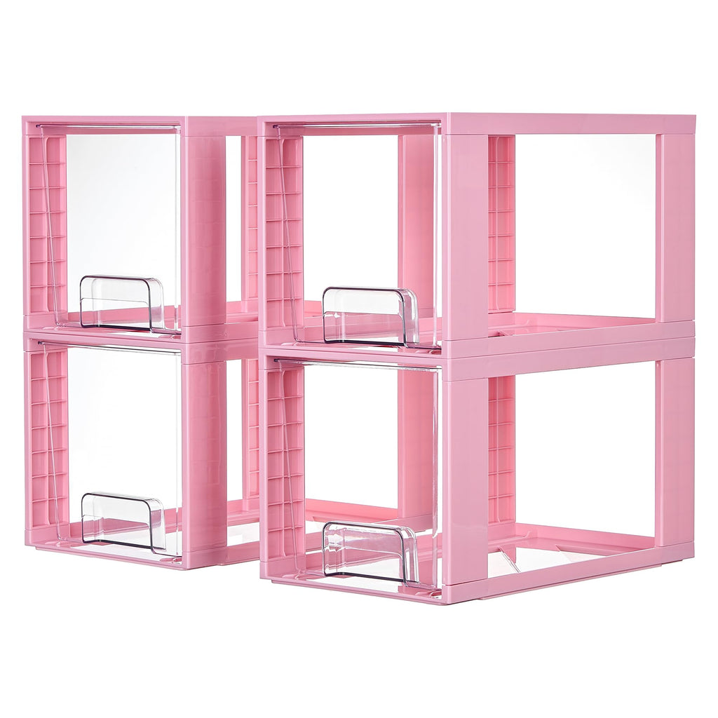 Vtopmart 2 Pack Large Stackable Storage Drawers, Clear