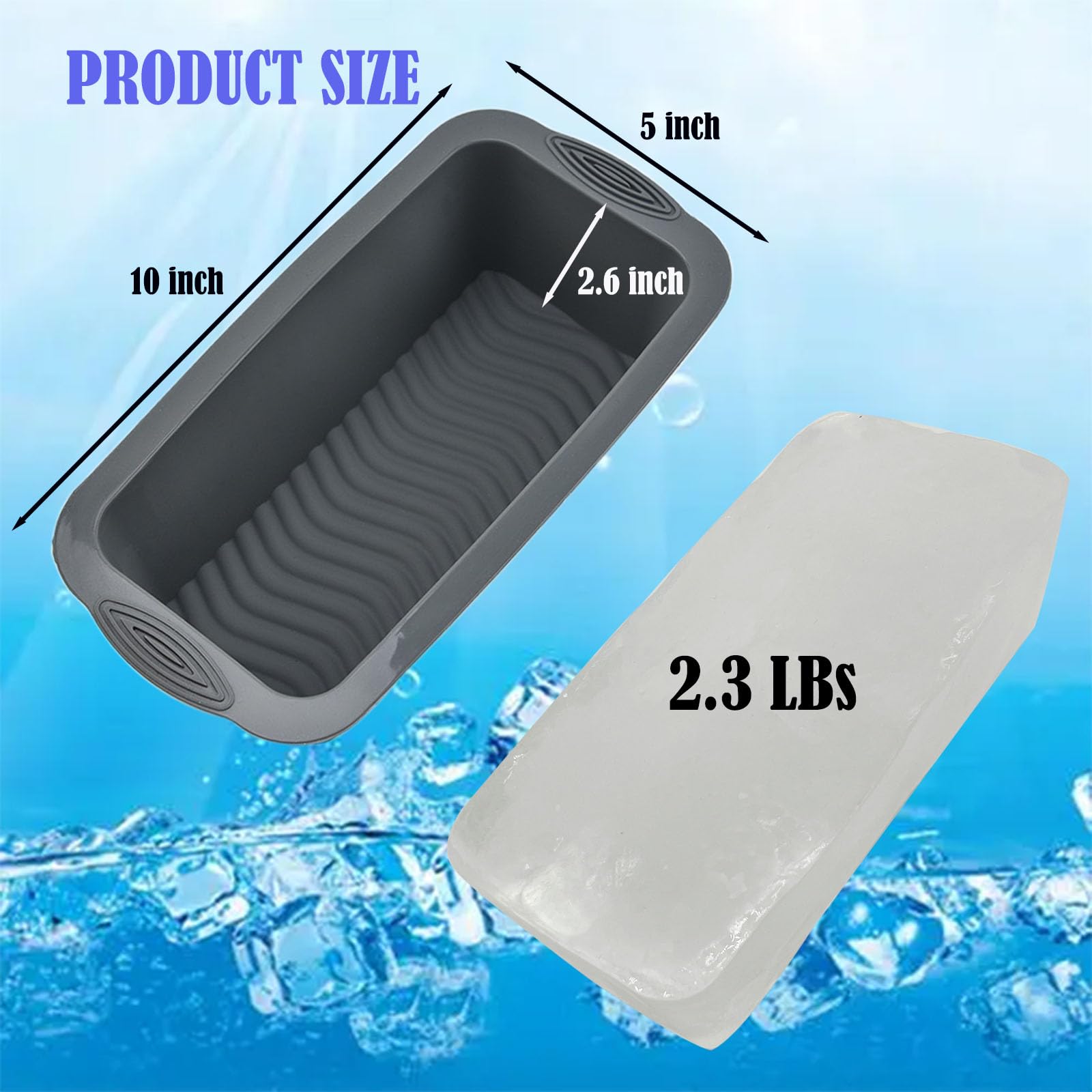 6Pcs Extra Large Ice Block Mold, YINOWON Large Silicone Ice Molds for Ice Bath, Large Ice Cube Molds for Cold Plunge Or Coolers, Ice Tray for Bath (6pcs Gray)
