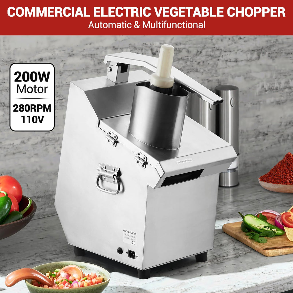 HarmoHaby Commercial Food Processor with 5 Blades, Electric Vegetable Slicer & Chopper for Restaurant Kitchen - Stainless Steel Multifunctional Shredder, Slicer