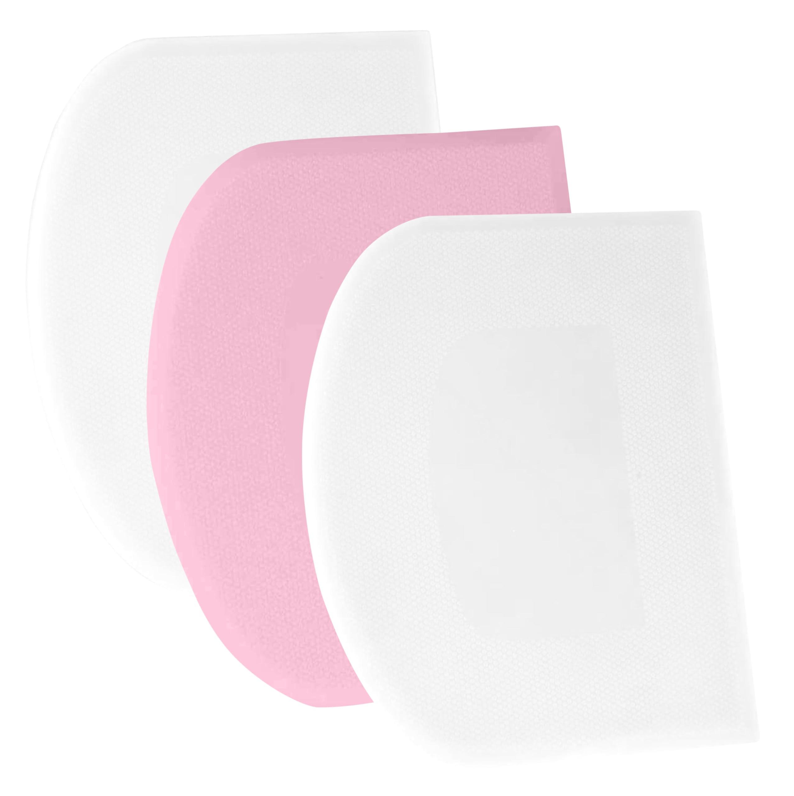 SURDOCA Dough Bench Scraper - 3P 5.9x4.3" Plastic Flexible Bowl Scraper, Sharp Edge & Angles Cake Scraper. Non-Slip Bakeware Decorating Tools Sculpting & Modeling Tools - White+Pink+White
