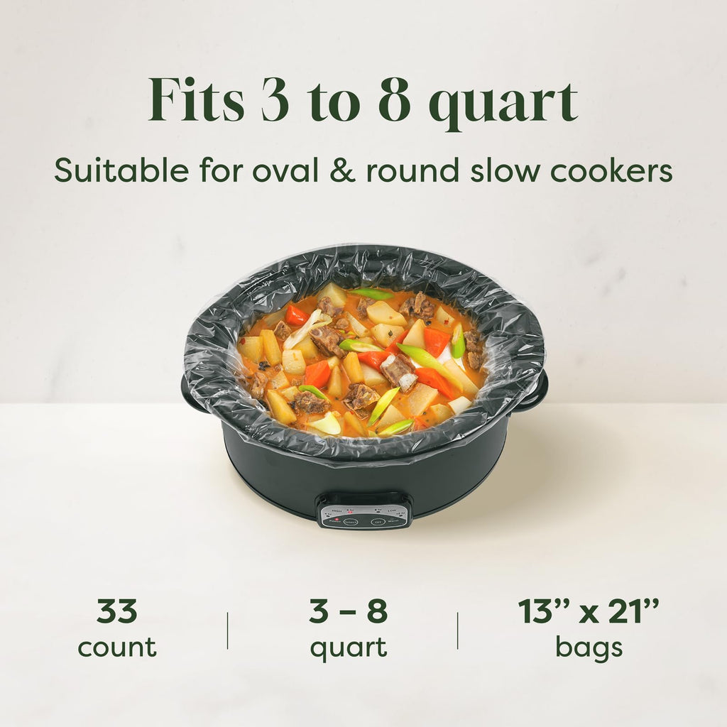 Oasier Slow Cooker Liners, Disposable Oval Large Size 33 Count