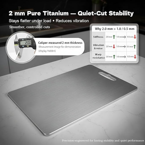 16x11 Titanium Cutting Board 2mm Thick. 100% Pure Titanium Cutting Board, Stays Flat & Odor-resistant, Non-porous, Dishwasher-safe, Reversible - Multi-use: Pastry, Prep & Serve, Bbq.