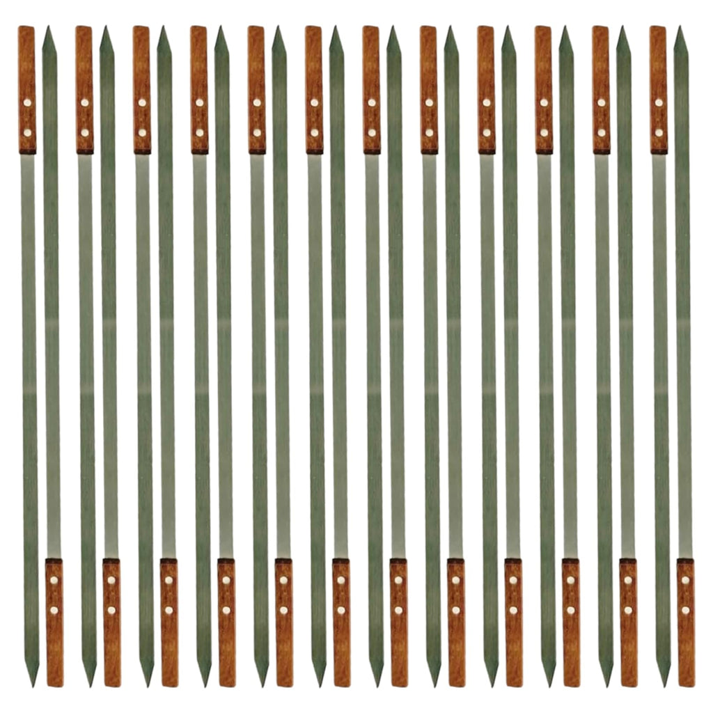 Premium Stainless Steel Barbecue Skewers BBQ Outdoor Grill Skewer stick Barbecue Fork with Solid Wood Handle for Grilling Shish Kebob Koubideh Persian Brazilian Kebab 1" wide + 1 Free Skewer (6pcs)
