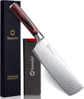 Sunnecko Nakiri Knife - 11.5" Kitchen Knife for Meat Cleaver and Vegetable Chopping, 12° Edge Razor Sharp High Carbon Stainless Steel Asian Chef Knife with Sheath, Kitchen Gift for Home Cooks Men