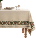 ISAENNE Designer Christmas Linen Long Rectangle Tablecloth,Light Beige Western Table Cloth,Wrinkle Resistant Decor Tablecloths for Dining Thanksgiving Kitchen Christmas,63"*94"-Carol G
