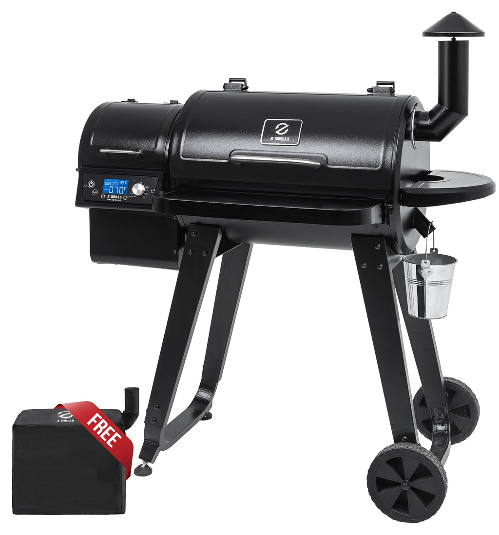Z GRILLS ZPG-450A Wood Pellet Grill & Smoker with PID V3.0 Controller, 459 Sq in Cook Area, Meat Probe, Foldable Shelf&Side Shelf, 8 in 1 BBQ Grill Outdoor Auto Temperature Control, Black