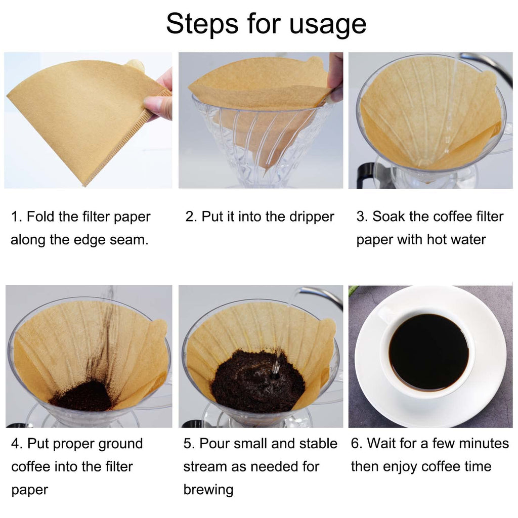 Cone Coffee Filters Size 02, 100 Count 1-4 Cups Unbleached V02 Disposable Coffee Filter Paper, Compatible with Conical Shaped Pour Over Coffee Dripper and Drip Coffee Maker