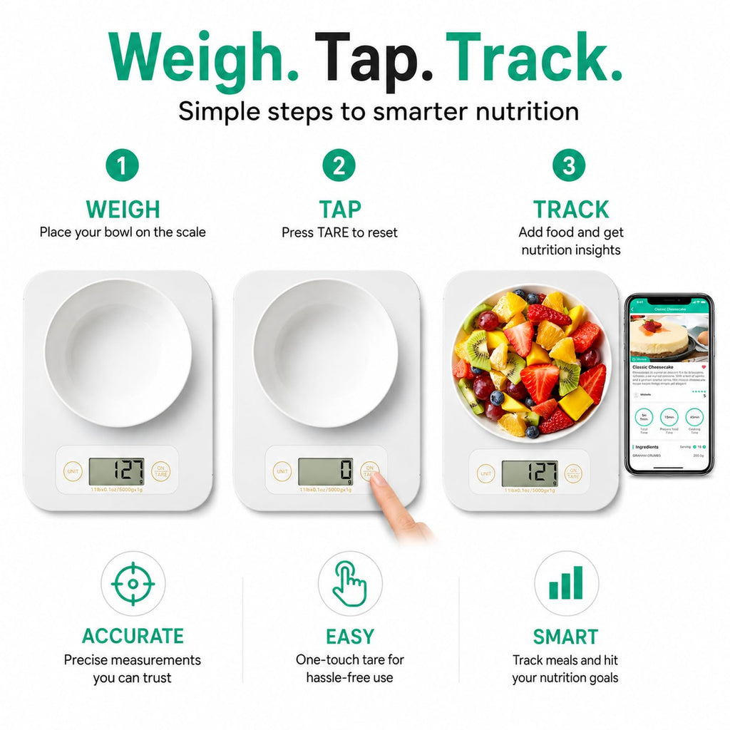 URAMAZ Smart Food Scale with Nutritional Calculator, Digital Kitchen Scale with Bluetooth App for Weight Loss, Food Weight Scale for Diet, Keto, Macro, Calories Counting, Tracking, 11lb